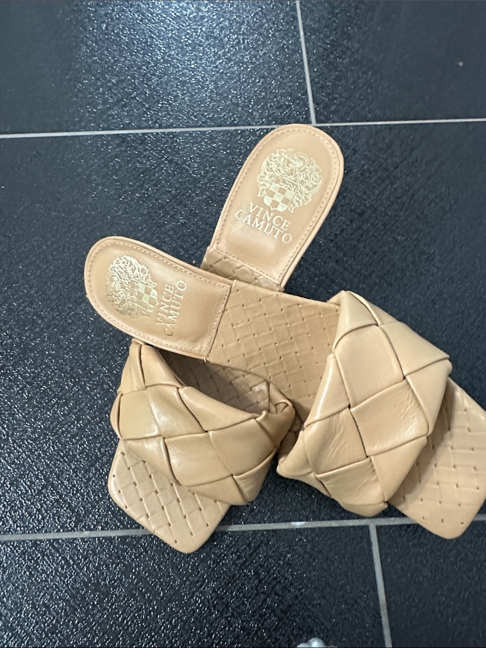 Vince Camuto Tan Braided Slide Mules